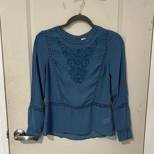 Embellished Blue Peplum Blouse